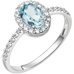 Zeeme Gemstones Ring 375/- Weißgold Zirkonia und Blautopas