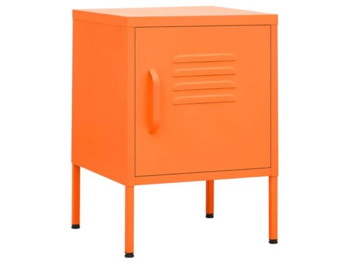 Heofavd Nachttisch Orange 35x35x51 cm Metall Beistelltisch mit Schloss