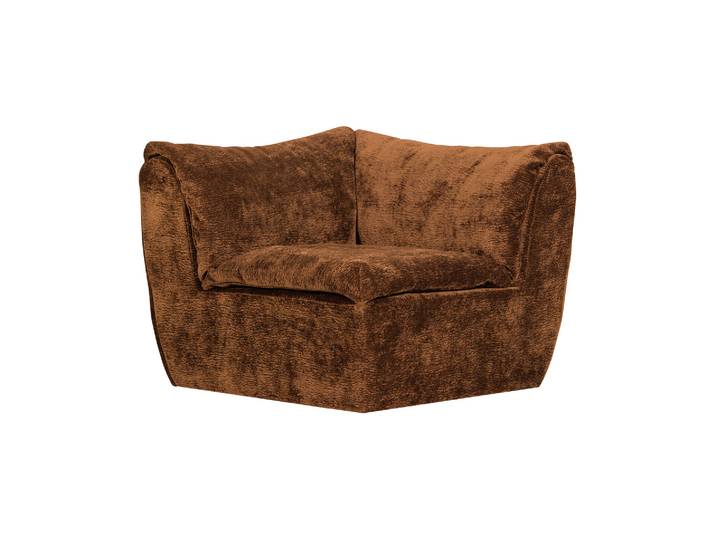 Élément de coin 96x96 cm chenille 3D marron moyen BAGGY