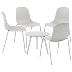 CLP 4er Sitzgruppe Mindin I Garten-Set 4x Stuhl stapelbar und 1x Tisch I Outdoor-Set wetterfest und UV-beständig I Gartenmöbel