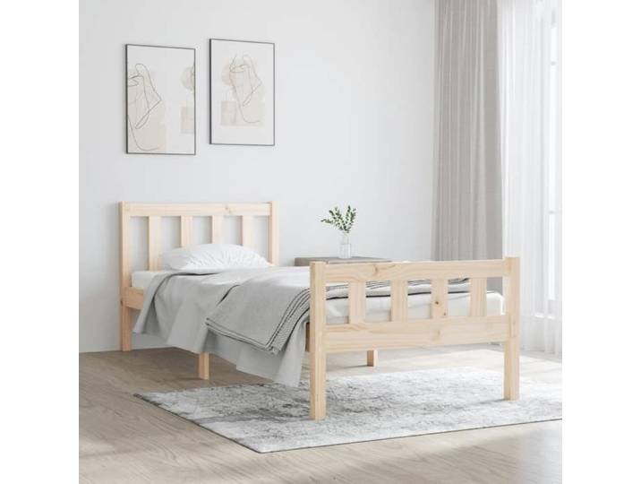 CHIC Lit adulte 1 place - 90x190 cm Structure/Cadre de lit Bois massif #Sara29157