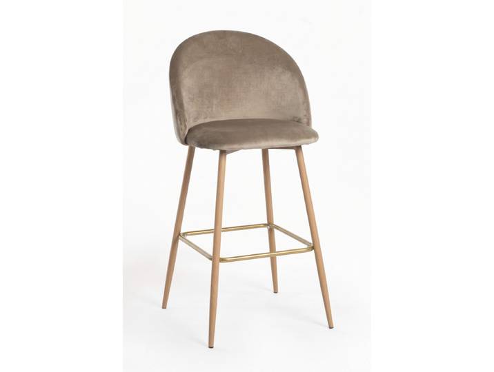 4er Set Vint Samt Hocker - Champagne