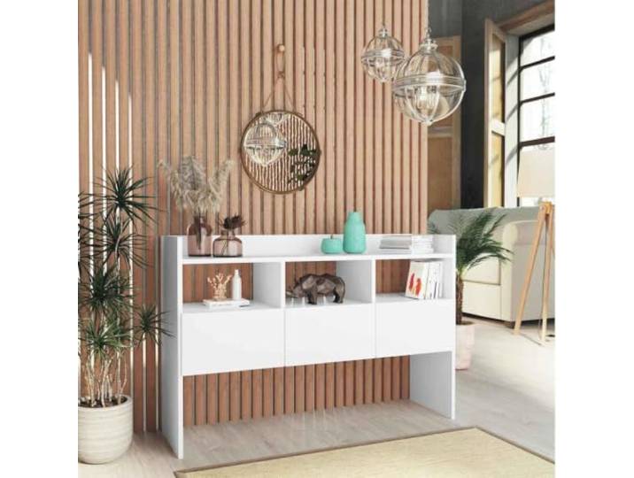 HEFZGDB Modernes Sideboard aus Holzwerkstoff mit Stauraum: Schlichtes Sideboard für Multimedia-Geräte und Bücher mit DREI Schubladen und robuster Oberplatte für Deko