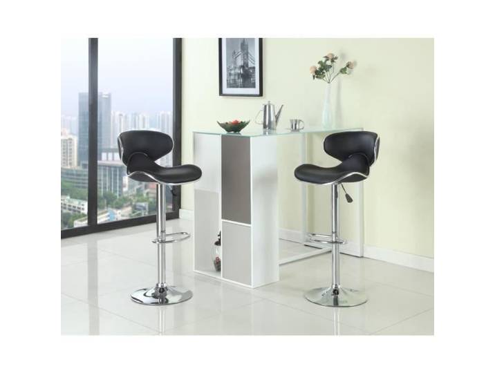Tabourets de bar réglables - Gogo - Lot de 2 - Noir - Simili