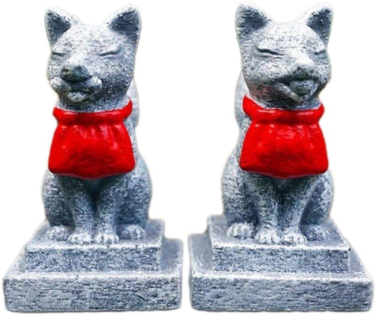 Inari Vos Beeldjes - Kitsune Heiligdom Ornament - Miniatuur Tuin Decoratie - Hars - Hoogte: 4,5 cm
