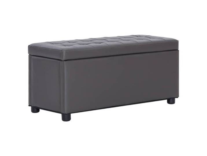 Pouf de rangement 87 5 cm Gris Similicuir