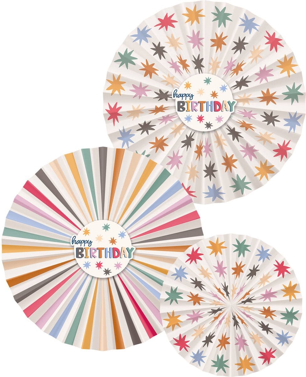 Folat Party Products Deco Fan Set Starburst - 3 stuks
