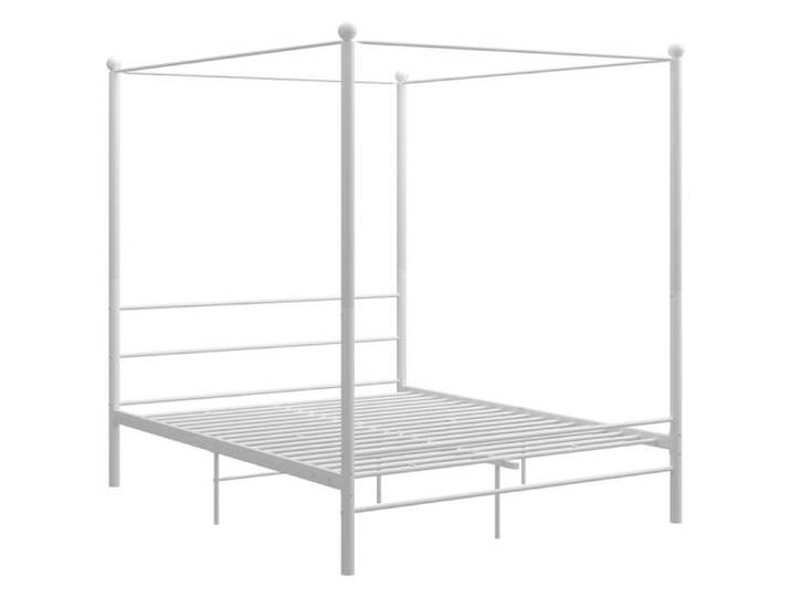 Lit adulte - 160x200 cm lit double Cadre de lit à baldaquin blanc métal CHY84692817
