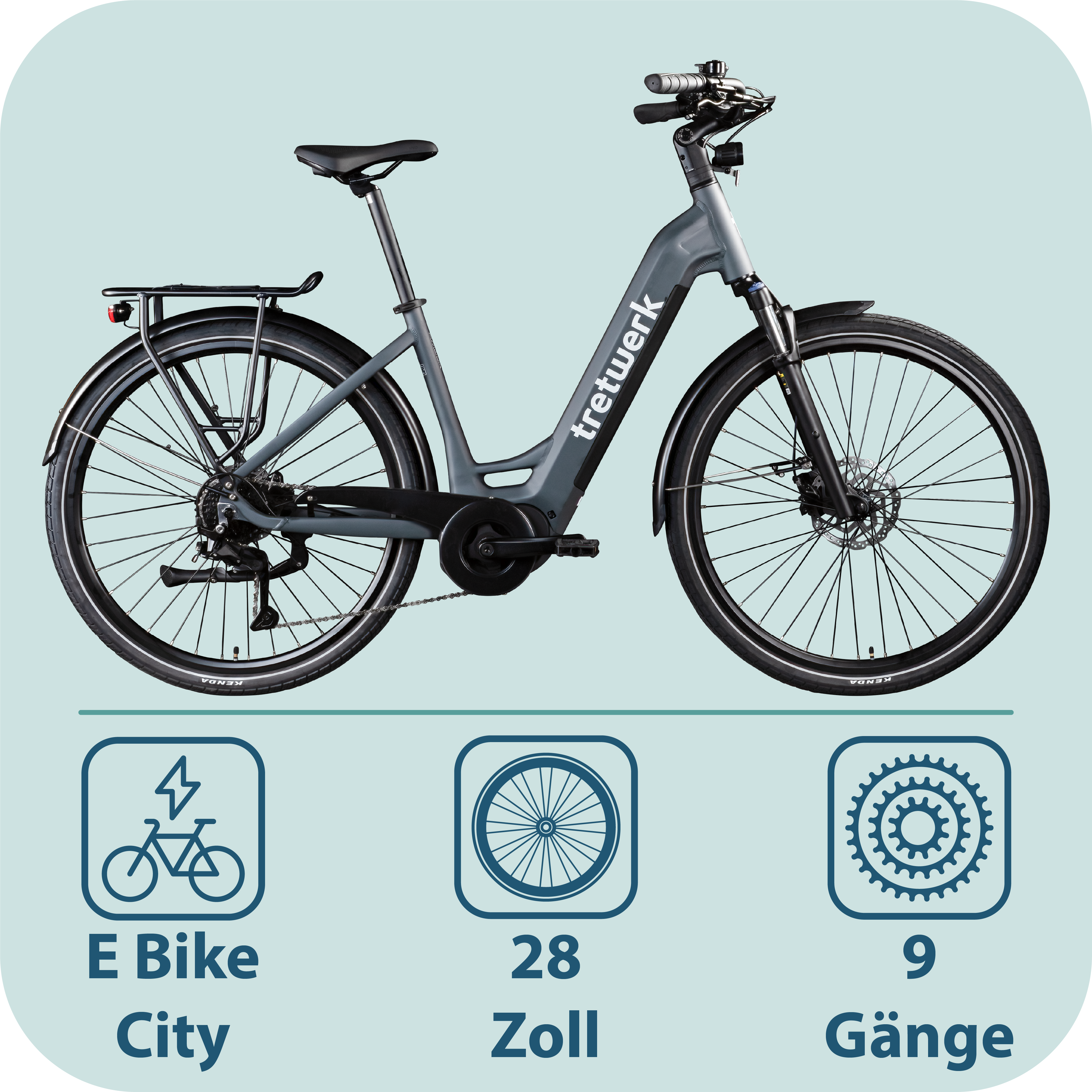 E-Bike TRETWERK "Amber" Gr. 48, dunkelgrau, Elektrofahrräder, 48cm, 28 Zoll (71,12cm), E-Bike, E Bike Damen 28" Elektrofahrrad 155 - 185cm Hollandrad