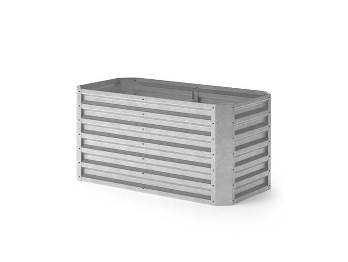 OK-Living Hochbeet Silber 120 x 60 cm, Silberfarben, Metall, Rechteckig, 120x60x60 cm, Gartenzubehör, Hochbeet