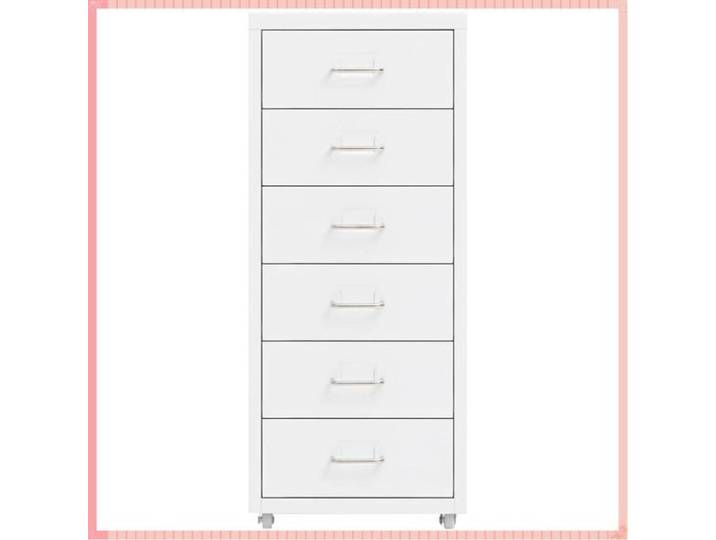 Classeur mobile - Métal - Rangement - Robuste - Blanc - 28x41x69 cm - 6 tiroirs