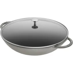 Staub Wok mit Glasdeckel, Pfanne + Kochtopf, Grau