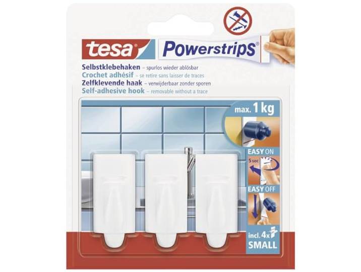tesa Powerstrips Haken Small TREND - Wit - Draagvermogen 1 kg