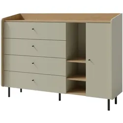 KOMMODE Alex mit 1 Tür und 4 Schubladen, Eukalyptus