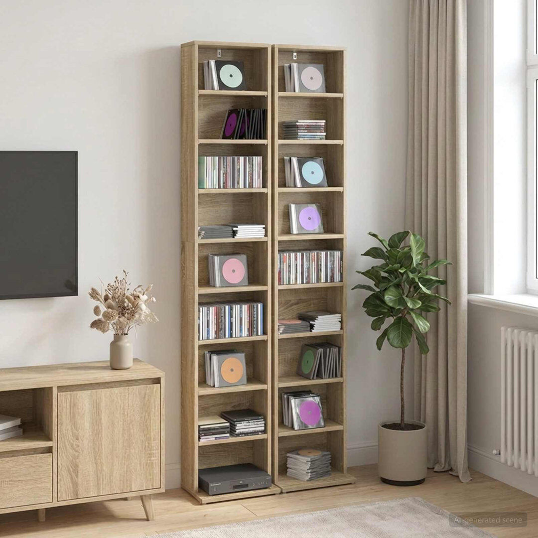 Brayden Studio 175 cm H Media Shelves Sonoma Oak 175cm H X 33cm W X 23.5cm D