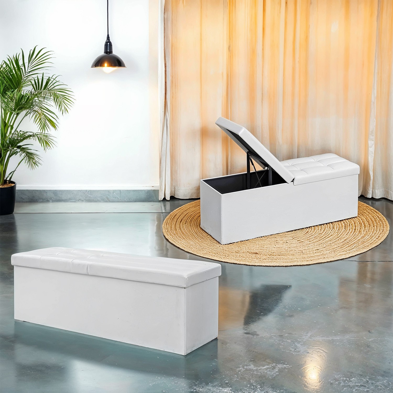 SONGMICS Sitzbank mit Stauraum, Sitztruhe faltbar, Aufbewahrungstruhe LSFB3575WT