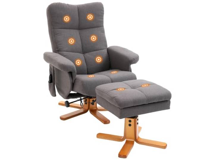 HOMCOM Relaxsessel mit Hocker 360° Drehbar aus Polyester Dunkelgrau