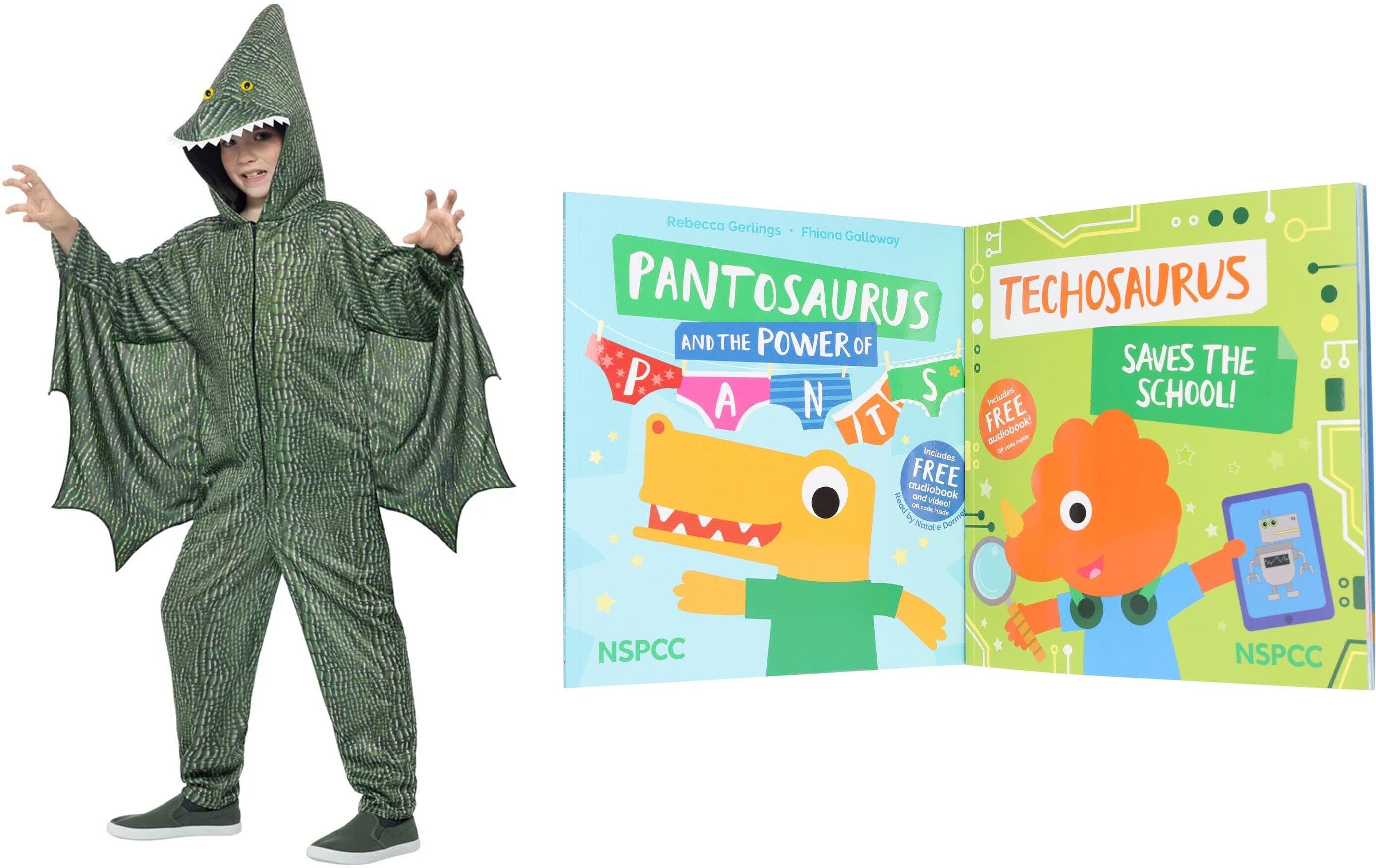 Pantosaurus and the Power of Pants & Techosaurus Saves the School! 2 Picture Books Collection Set With Pterodactyl Dinosaur Costume Sweet Cherry Publishing