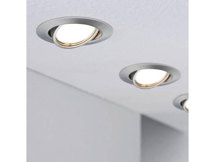 Paulmann Base Einbaustrahler im 10er-Set Eisen Base, dimmbar, alu / grau / zink, für Wohn- / Esszimmer, Metall, Modern, Einbauleuchte