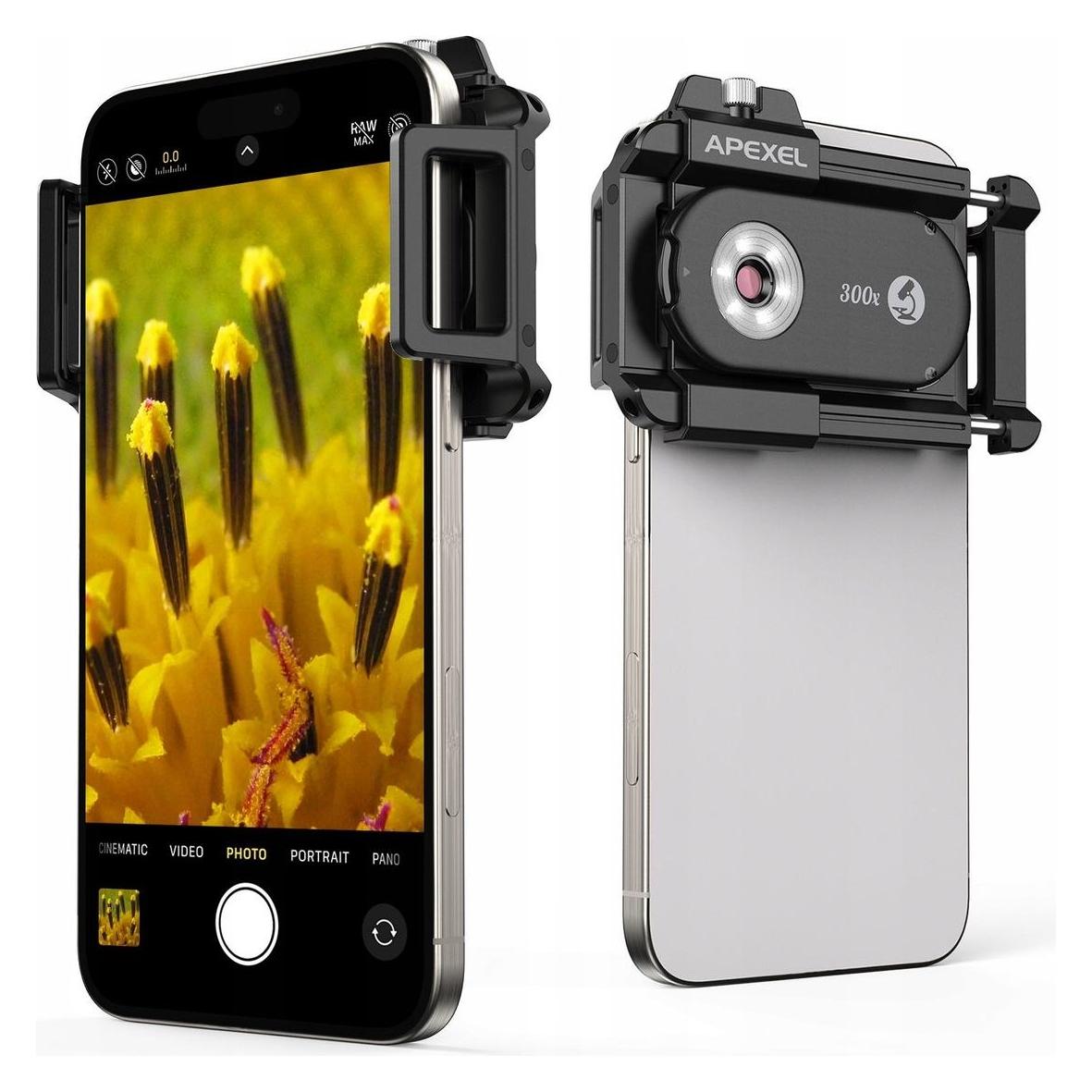 Apexel Obiektyw Mikroskop Led 300x + Filtr Cpl Do Telefonu Apl-ms300 (APEXEL)