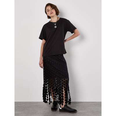Maxirock APRICOT "Maxirock", Damen, Gr. XS (34), schwarz, Obermaterial: 100% Polyester PES., gemustert, Röcke Maxirock, mit Guipure-Spitzenfransen