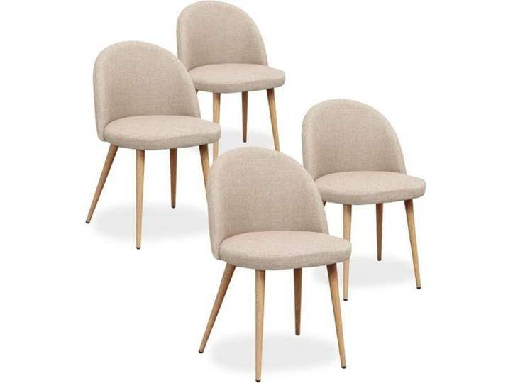Lot de 4 chaises scandinaves Cecilia tissu Beige
