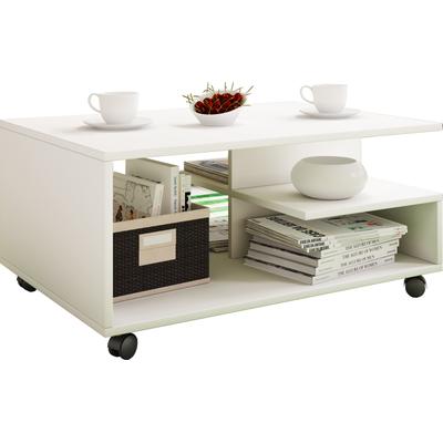 Couchtisch VCM "Holz Sofatisch Couchtisch Rollen rollbar Stango L", weiß, B:80cm T:50cm, Tische, Couchtisch