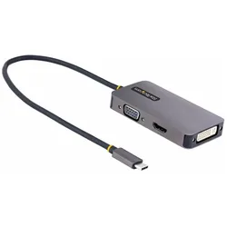 StarTech com Adattattore USB C a HDMI DVI o VGA, Adattatore video multiporta fino a 4K 60Hz, Compati (DVI, HDMI, VGA), Video Adapter, Grau