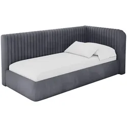 EINZELLBETT Jugendbett mit Bettkasten, Links - AURY 90x200 Dunkelgrau