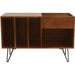 Buffet zur Aufbewahrung von Vinyls aus massivem getöntem Mangoholz und Metall L90 cm BOOGIE