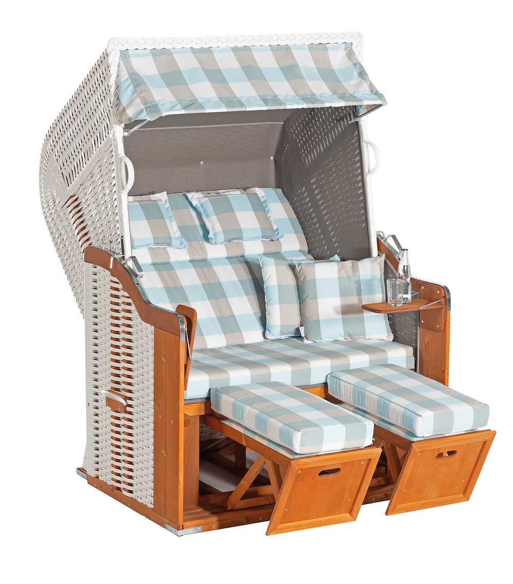 MUESING Strandkorb Rustikal 255 Plus 2-Sitzer KS-weiß Stoff 1212 16976974