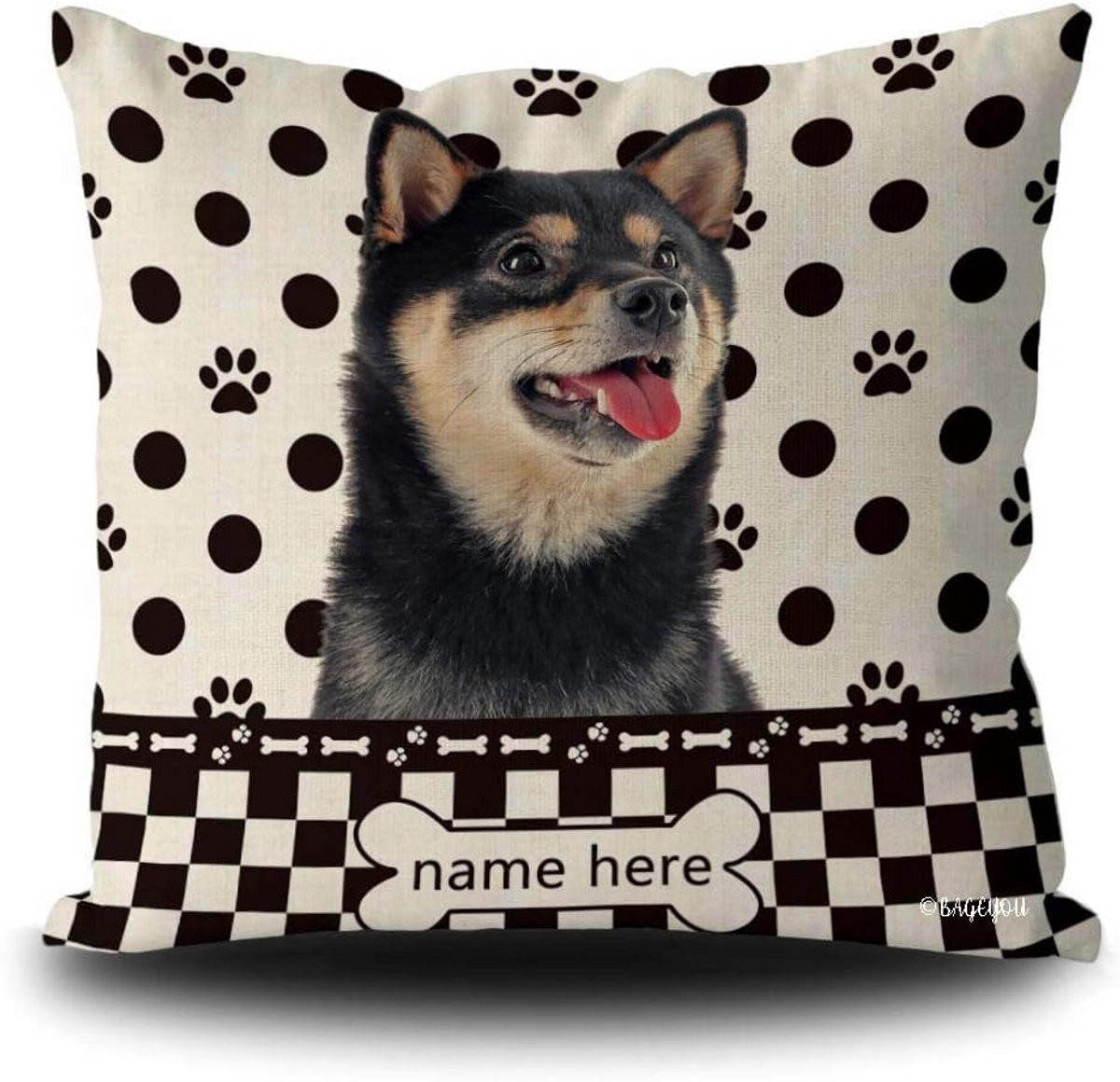 Decoratieve sierkussenhoes met hondpatroon, vierkant, 40 x 40 cm