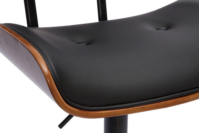 Miliboo Design-Barhocker höhenverstellbar schwarz und dunkles Holz BASILE