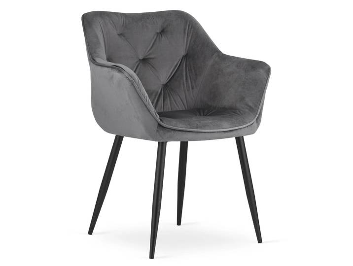 Dunkelgrauer Samtstuhl MADERA