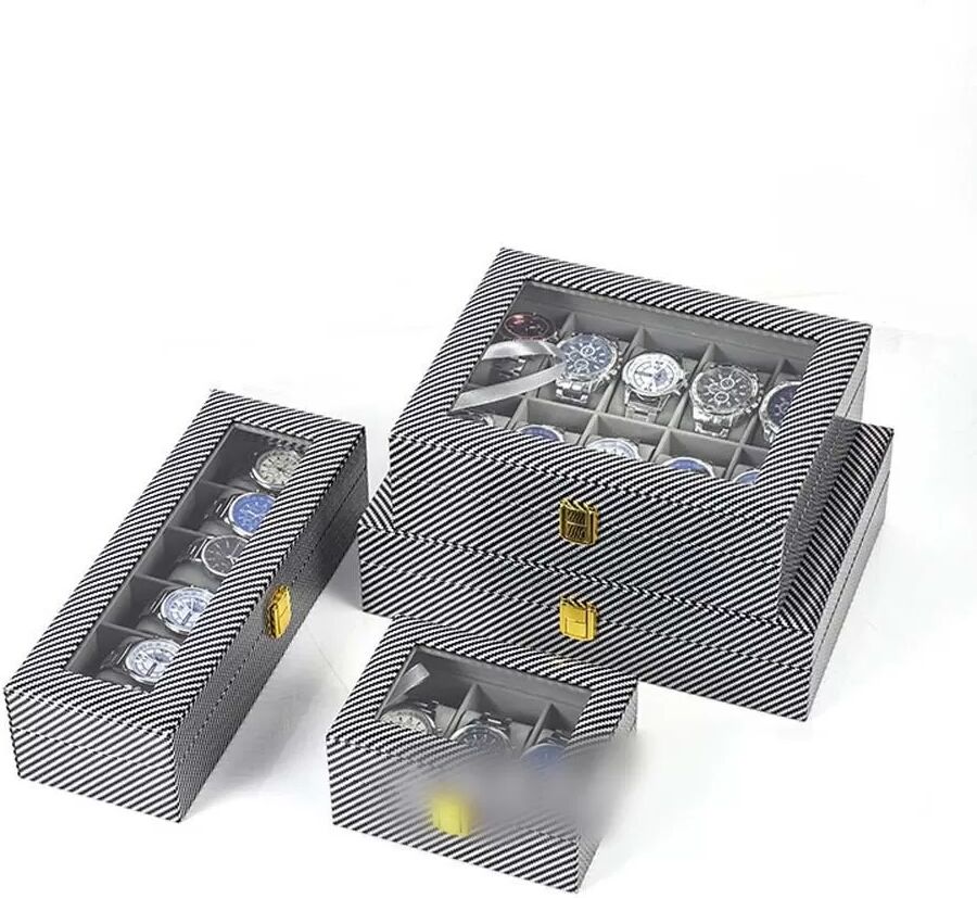 INF 6-Fach Uhrenaufbewahrungsbox mit kleinen Stahlkugeln, silberne Holz-Uhrenbox kompatibel mit Armbanduhren, Schmuck und