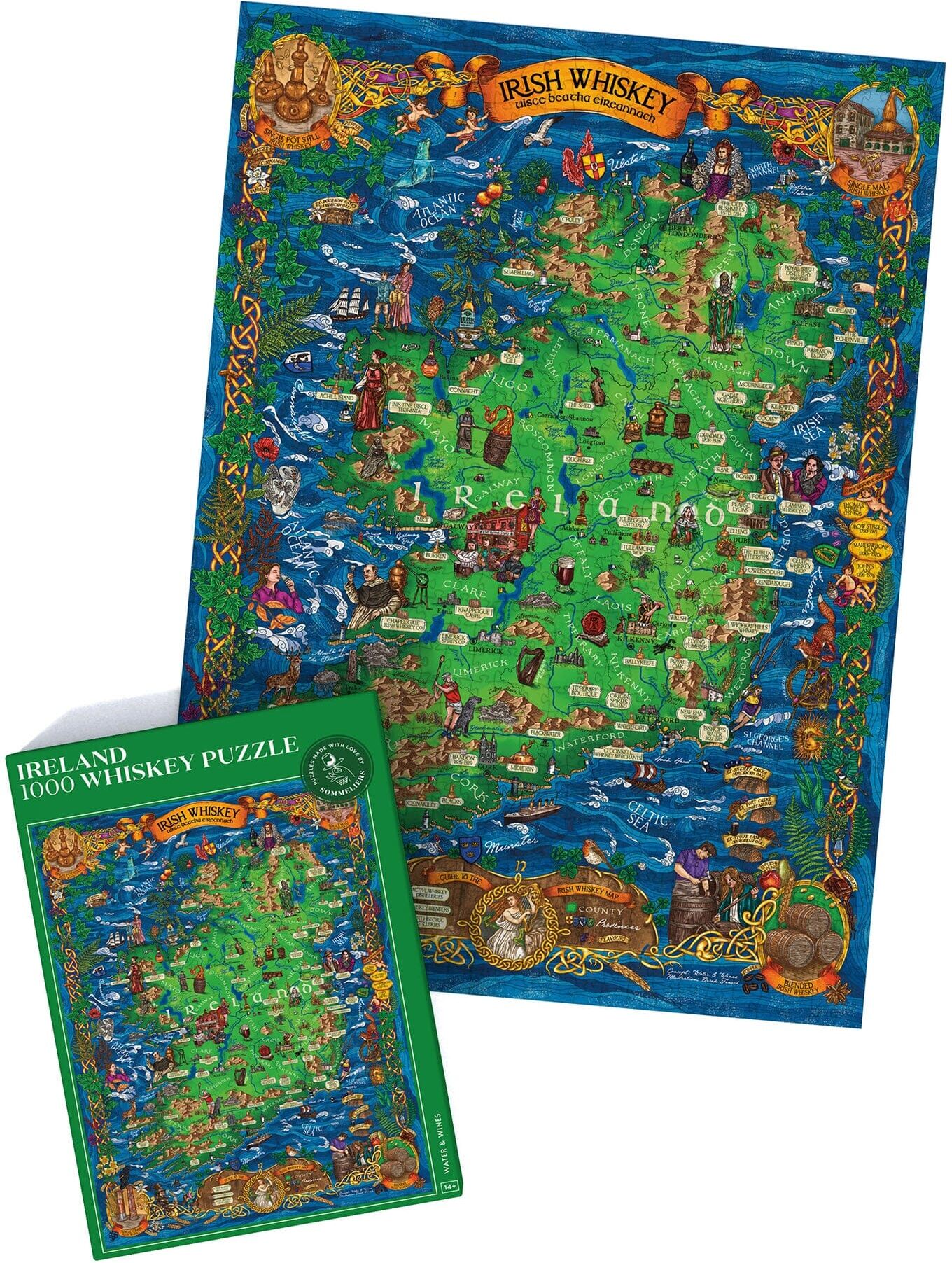 Water & Wines Puzzle de 1000 pièces - Les whiskies d'Irlande (48 x 68 cm)