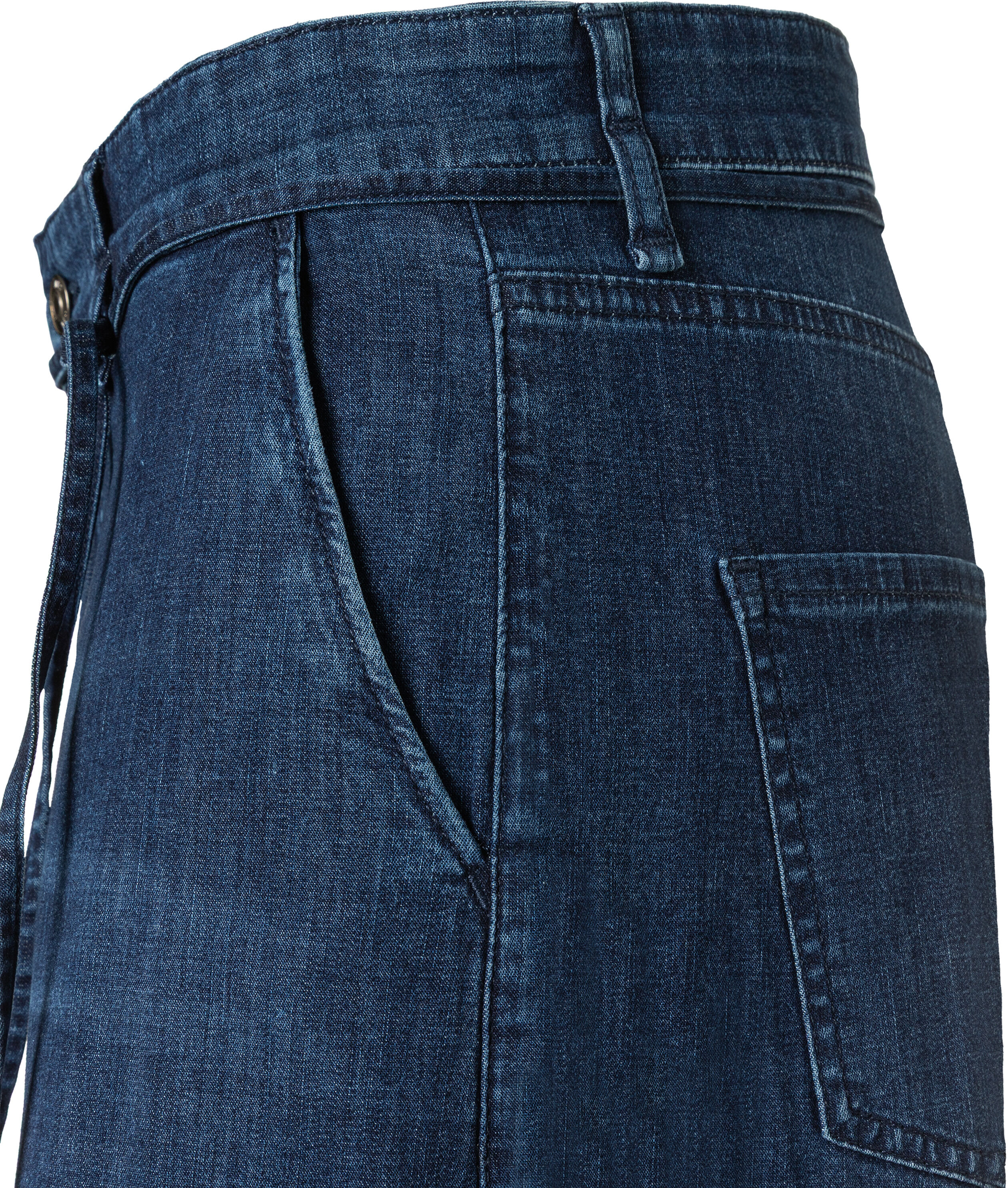 Weite Jeans MAC "WENDY", Damen, Gr. 38, Länge 34, blau (high fashion blau wash), Denim/Jeans, Obermaterial: 98% Baumwolle, 2% Elasthan, bequem lang, Jeans Weite Jeans, mit Denim-Binde-Gürtel high fashion blau wash 38, Länge 34