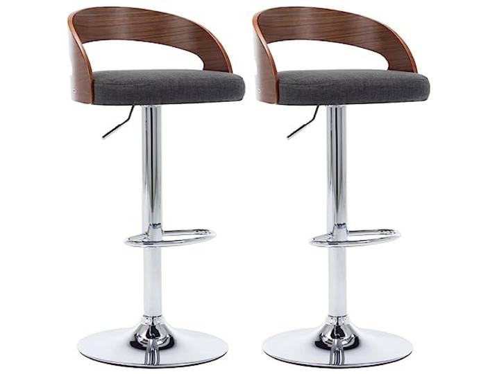 vidaXL Barhocker 2 STK. Dunkelgrau Stoff und Bugholz