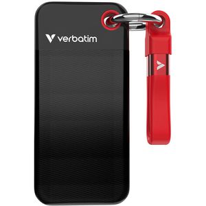 Verbatim Festplatte Pocket SSD 32192, 1,8 Zoll, extern, USB-C 3.2, schwarz / rot, 1 TB