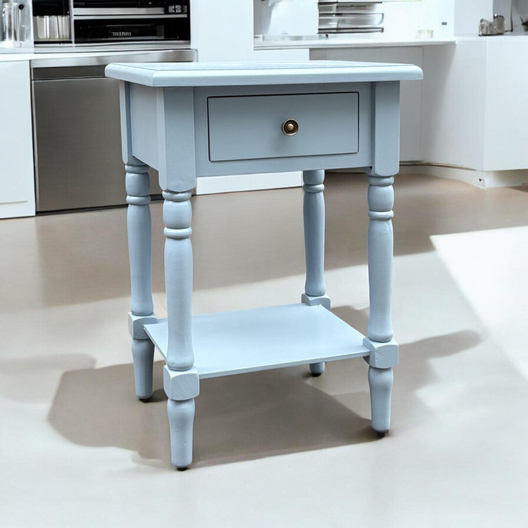 Ophelia & Co. Coulmann 45cm Nightstand Bedside Table – Elegant Painted Finish with Drawer Storage for Bedroom Furniture Blue 65cm H X 45cm W X 35cm D