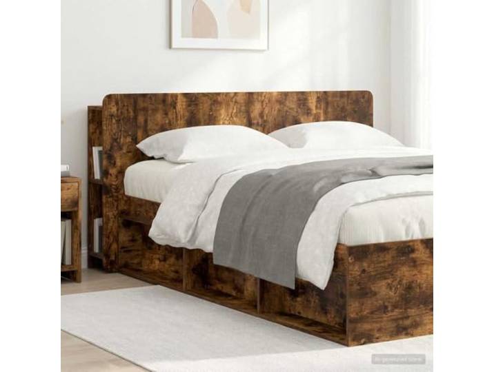 RJPLMFV Kopfteil für Bett, rauchfarbene Eiche, Holz Integrierte Aufbewahrung, Wandbefestigung inklusive, einfache Reinigung, vielseitig einsetzbar