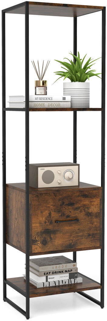 Rio 160cm H x 45cm W Metal Bookcase Brown 160cm H X 45cm W X 35cm D