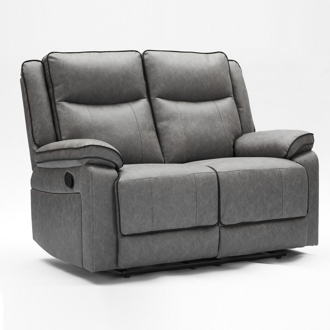 Latitude Run 2 Seater Reclining Fabric Sofa Gray 103cm H X 146cm W X 146cm D