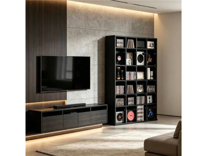 Étagère multimédia grande taille pour CD et DVD - rangement fonctionnel