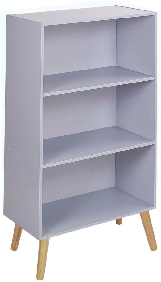 Norden Home Vester 90cm H x 60cm W Solid Wood Standard Bookcase Grey & Beech Leg 90cm H X 60cm W X 29cm D