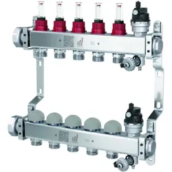 Purmo Heizkreisverteiler FF7MSSD094AKDB5 9 Kreise, 553 mm lang, 1", Edelstahl, dynamic