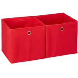 Relaxdays 12 x Aufbewahrungsbox Stoff rot Rot