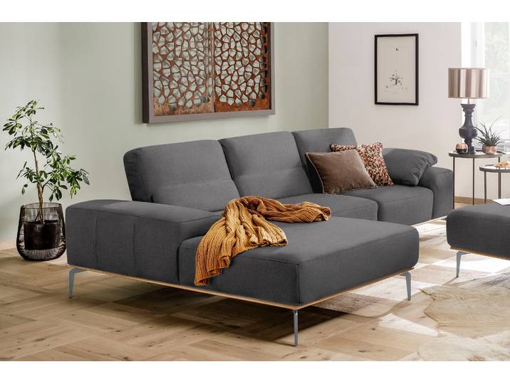 Ecksofa, Longlife Xtra-Leder, Grau, 299×178 cm, Bequem & Modern, W.SCHILLIG