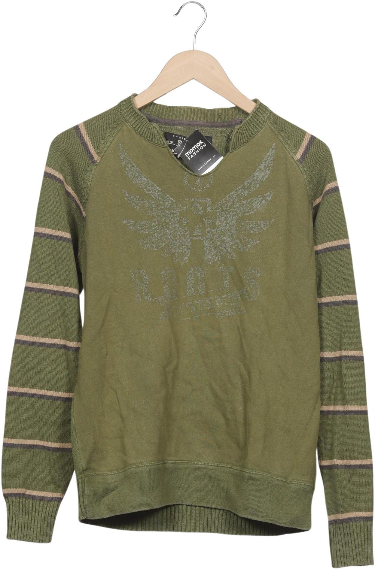 Springfield Herren Sweater, Grün, Gr. M, Baumwolle - Second Hand