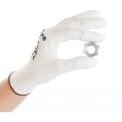 HYGOSTAR Arbeitshandschuhe XS Weiß mit PU-Beschichtung auf Fingerkuppen 120 Paar